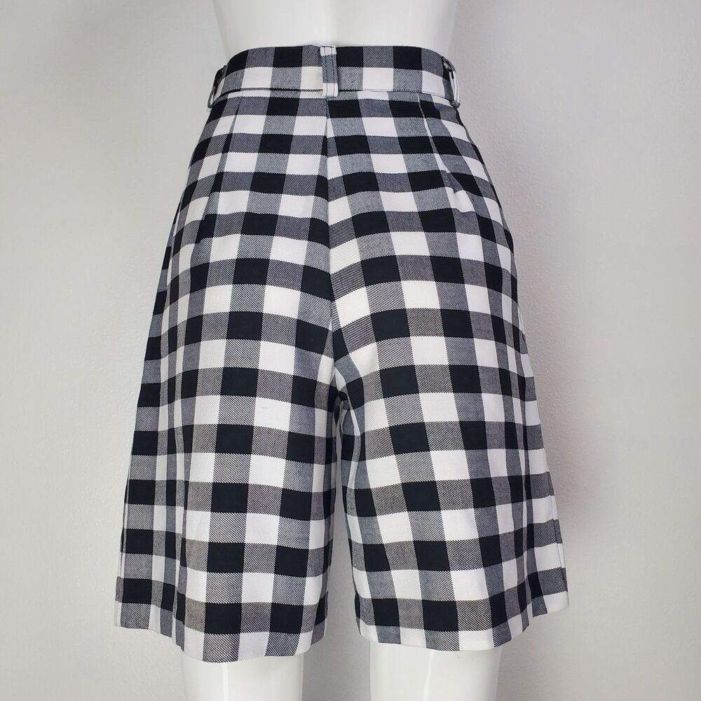 Vintage 90s Stringbean Black & White Gingham Bermuda Shorts - Picture 3 of 7